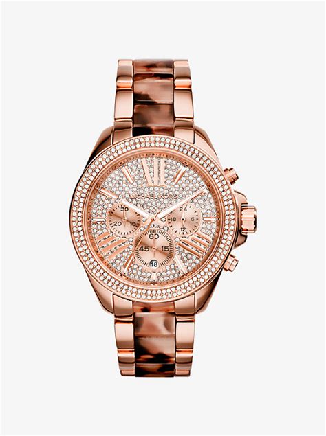 michael kors wren rose gold tone acetate ladies watch|Michael Kors wren watch.